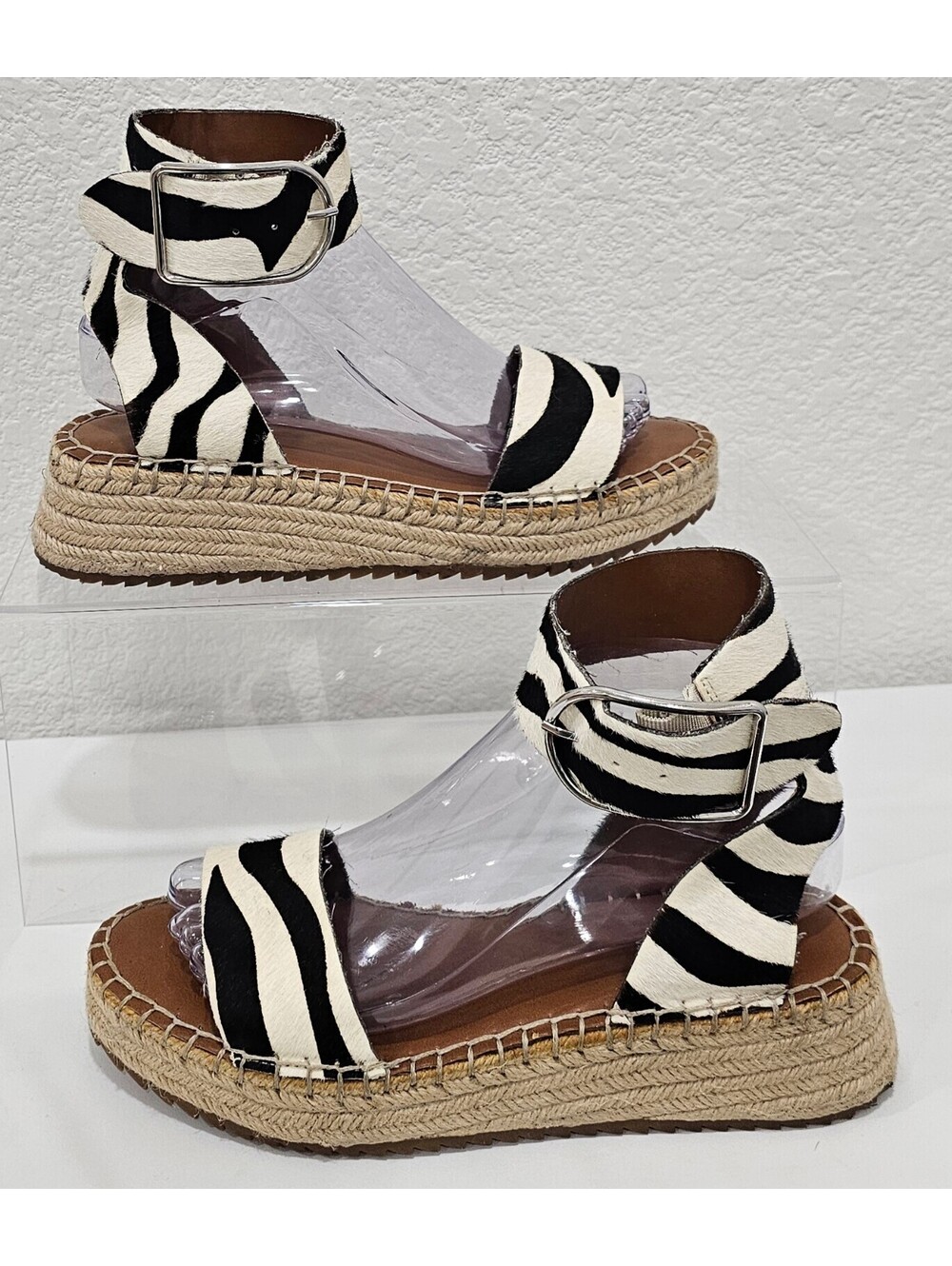 Franco Sarto Marona Zebra Haircalf Espadrille Platform Sandals Women’s 7M - Picture 6 of 14